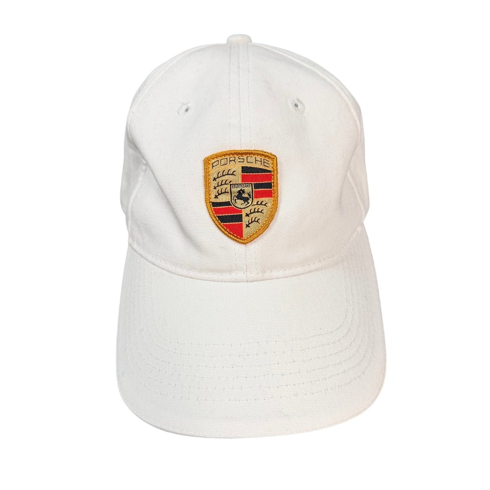 Porsche Downtown LA White Baseball Cap Adjustable Crest Logo Hat Sporty Clean